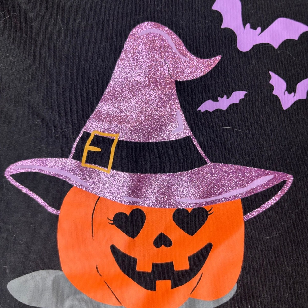 Toddler Boys Girls Black Halloween Pumpkin Witch Hat Bats Shirt Size 3T - Picture 2 of 5
